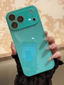 奢華純色亮面玻璃手機殼，相容 iPhone 17 Pro Max 16 15 14 13 12 11 Pro Max，鏡頭保護，極簡純色可愛優雅手機殼，相容 iPhone 17 Pro Max 16 Pro Max 17 Pro 15 Pro Max 14 Pro Max 13 Pro Max - 墨綠色 - 查看 4