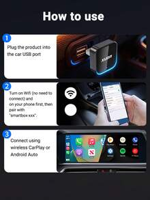 XUDA 2026 新款 2-in-1 無線 CarPlay / Android Auto 超迷你轉接器，2.4-5.0 GHz WiFi6 車載轉換器，有線轉無線，快速自動連接智能盒，無延遲，緊湊設計，時尚便攜，小巧精緻，附 USB/USB-C 接口，免電池 - D - 查看 2