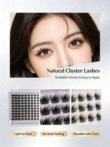 MKHLINA Single Cluster False Eyelashes DIY Eyelash Extensions C/CC/D Curl 8-18mm Mixed Length Fine Natural Look Segmented False Eyelashes Ultra-Thin Eyelash Stem Reusable Beginner-Friendly Daily Makeup Use (F14) - C/D 混合 - 查看 3