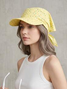 Korean Style Plaid Tie-Up Baseball Cap, Unisex Letter Embroidery Summer Sun Protection Outdoor Triangle Headwrap Hat - A - View 5