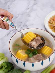1pc 304 Stainless Steel Oval Serving Spoon, Large Long Handle Soup Ladle, Colander Spoon, Kitchen Portioning Spoon - View 7
