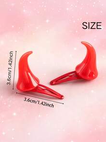 2pcs Halloween Women's Fashion Black Red White Gothic Devil Horn Hair Clips, Exquisite Halloween Gift And Cosplay Hair Accessory - Multicolor - View 4