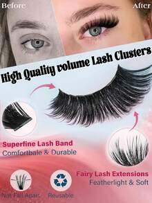 640 Clusters D Curl Single Cluster False Eyelashes, 40D+50D Curl, 8-16mm, DIY Eyelash Bundles, Natural Look, Ultra Thick Ultra Soft Ultra Lightweight, Reusable Single Segment False Eyelashes, Eyelash Extension Kit - D - View 10