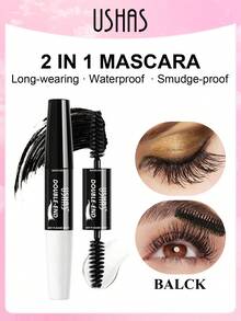 USHAS Dual-Ended Mascara, Suitable For Lashes And Eyebrows, 1.5x Volumizing And Lengthening Black Mascara, Smudge-Proof Layerable Eye Makeup, Multi-Purpose Lash And Brow Tint - View 1