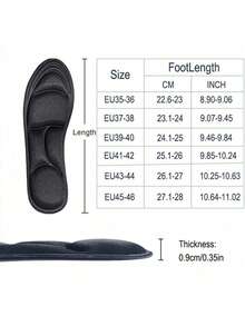6 Pairs 5D Memory Foam Comfortable High Elasticity Thickened Arch Support Running Sports Insoles - 6 Pairs Of Black - View 7