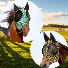 2pcs Leopard Print Horse Face Mask, M/L Size Optional, Comfortable Horse Face Mask With Ears, UV Protection And Sun Protection, Soft And Lightweight, Breathable, Mosquito And Fly Proof - Decorative - View 4