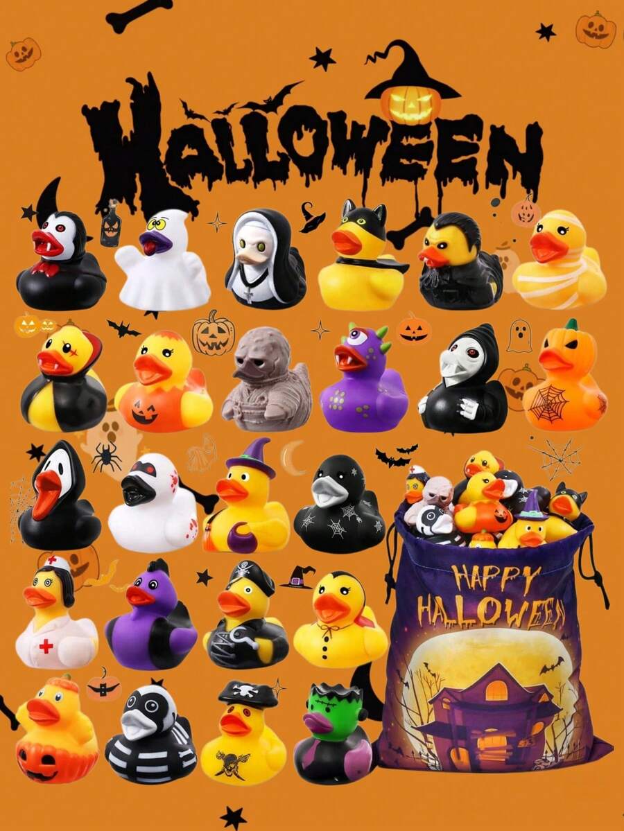 Halloween Cute Duck Decorative Ornament, Holiday Party Decoration, Car Dashboard Ornament, Office Desk Ornament, Halloween Gift (Random Style) - Multicolor - View 1