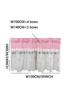 1pc French Bow Lace Patchwork Sheer Short Curtain, Rod Pocket Design, Suitable For Living Room, Bedroom, Balcony, Kitchen, Cabinet Cover, Garden, Gentle Home Decor - Pink - View 11