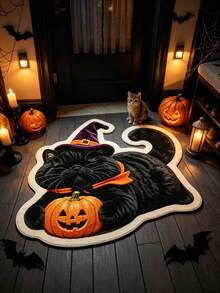 1pc Black Cat Pattern Doormat, Bathroom Mat, Bathroom Rug, Door Mat, Small Rug, Carpet, Floor Mat, Home Decor, Area Rug, Outdoor Mat, Home Decor, Area Carpet, Bedroom Rug, Washable Carpet - Multicolor - View 2
