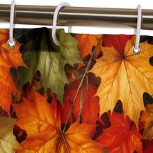1pc/4pcs Autumn Harvest Pumpkin & Maple Leaf Multi-Functional Bathroom Decor Shower Curtain Set, Free 12 Hooks, Premium Holiday Atmosphere, Bathroom Mat, U-Shaped Rug And Round Toilet Lid Cover, Suitable For All Occasions, Bathroom Set - Pumpkin Harvest - View 5