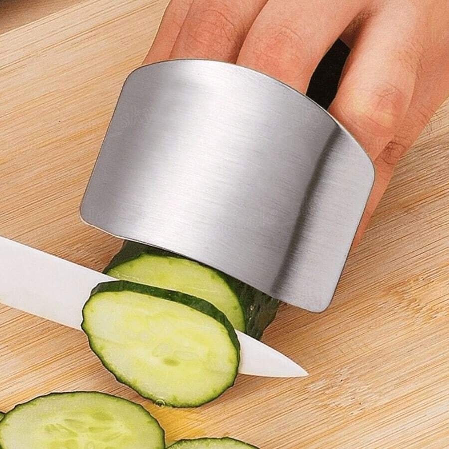 2-Pack Stainless Steel Safety Slicing Finger Protectors - Reusable Metal Finger Guards, Essential Kitchen Tools - 2 - View 1