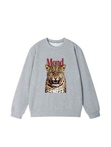 Autumn/Winter New Women's Round Neck Sweatshirt Leopard Print Fashion Versatile Street Casual - Dark Gray - View 8