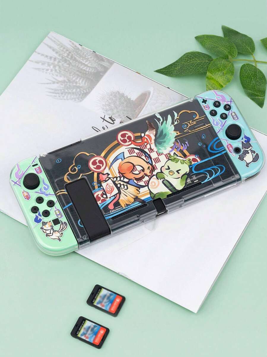 GeekShare Funda protectora con estampado lindo para consola Switch, carcasa resistente a arañazos y a prueba de golpes para consola de juegos - Ver 1
