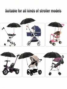 360° Rotatable UPF 50+ Stroller Sun Umbrella With Flexible Arm Clip Handle, Essential Summer Sun Protection Umbrella For Strollers, Bicycles, Wheelchairs, Beach Umbrella Suitable For Camping, Fishing, Outdoor Chairs - A - View 5