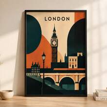 1pc Retro London Poster, Geometric City Landmark Wall Art Print, Unframed Matte Paper Poster For Bedroom Living Room Dorm Decor - 1PC - View 6