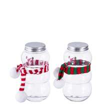 Set Of 5 Christmas Snowman Shaped Gift Packaging Bottles With Lids, Cute Snowman Design Reusable Transparent Containers, Optional Mini Scarf Matching, Suitable For Christmas Party Gift Wrapping - Snowman Christmas Bottle - View 4