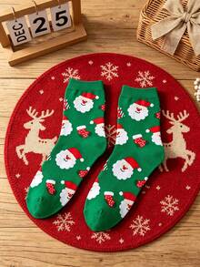 1 Pair Unisex Santa Claus Mid-Calf Socks, Suitable For Christmas Party, Holiday Events And Multiple Occasions - Multicolor - View 12