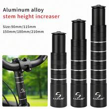 LUNJE Aluminum Hidden Handlebar Riser Spacer, MTB Road Bike Height Extender Adapter, Bicycle Stem Raiser Cycling Accessories, Multiple Sizes Optional Replacement Parts - Black - View 3