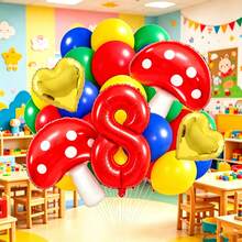 Cute Mushroom Number Balloon Set, Includes Red Number Balloons, Mushroom Balloons, Heart Balloons And Latex Balloons, Suitable For Mushroom Theme Birthday Party Decoration, Fairy Tale Theme Party And Other Occasions - View 21