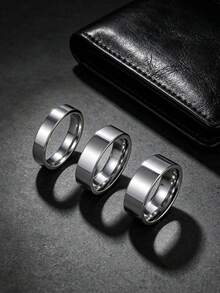 Fashionable Simple Smooth Stainless Steel Men's Ring, Men's Jewelry Accessory, Couple Ring Set, Suitable For Daily Wear, Parties, Dates, And Birthdays - Multicolor - View 3