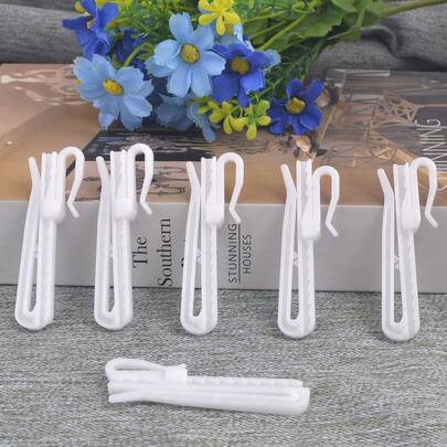 100Pcs Plastic Adjustable Pinch Pleat Hook Ratchet System Depth Pinch Shower Curtain Hooks Plastic Tape Hook Curtain Hooks For Door Curtain And Shower Curtain