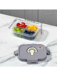 1pc Transparent Plastic Divided Lunch Box With Handle, Portable Leak Proof Bento Box With Compartment, Microwave Fruit Salad Food Storage Container Lunch Container, Meal Prep Box For StudentAdult Use In Home, Office, Camping, Picnic, Back To School - Multicolor - View 27