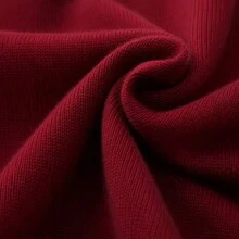 Women's Elegant Burgundy Long Sleeve Crew Neck Cardigan, Exquisite Ribbed Design With Contrast Lace Details, Suitable For Winter Wear - Red - View 5