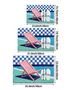 1件浴室地墊地毯，植絨柔軟舒適腳感，夏季泳池沙灘浴室墊，TPR底背防滑，適用廚房、戶外、室內、走廊、臥室、客廳、床邊，可機洗易清潔，臥室浴室裝飾 - 彩色 - 查看 3