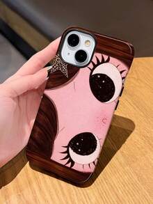 1pc Vintage Wood Grain Leopard Print Star Eyes Design Phone Case, Compatible With Phone 17 Pro Max, 16 Pro Max, 15 Pro Max, 14 Pro Max, 11/12/13/14/15/16 Pro Max Plus, High-End Fashionable And Fun Y2K Style, Elegant Design Suitable For Men And Women, Perfect Gift For Friends And Besties On Holidays, Birthdays, Daily Occasions And Anniversaries - Multicolor - View 2