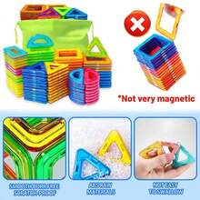 40/60/80/100Pcs Medium Clear Magnetic Building Blocks, Square & Triangle Dual Shape Kids Educational Construction Toy, DIY 3D Model Stacking Play Set,Designer Architecture Toys, Random Bright Color, Brain Training Birthday Holiday Gift For Boys Girls - Multicolor - View 8