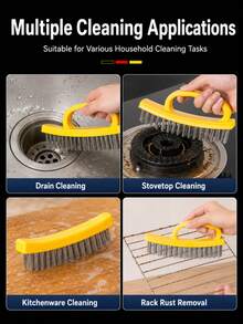 Stainless Steel Wire Brush Rust Removal Tool, Heavy Duty Metal Cleaning Brush, Suitable For Kitchen Grease, BBQ Grill, Range Hood, Floor Scrubbing, Multi-Functional Durable Cleaning Accessory - Multiple Styles - View 9