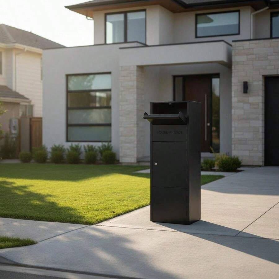 [Free Shipping] Package Delivery Bin 10.5" X 15.5" X 41.3" For Home Business Porch, Lockable Storage Compartment Heavy Duty Metal Construction Freestanding Floor Mount Express Mail Receiver Black Finish-XY248358 - Multicolor - View 1