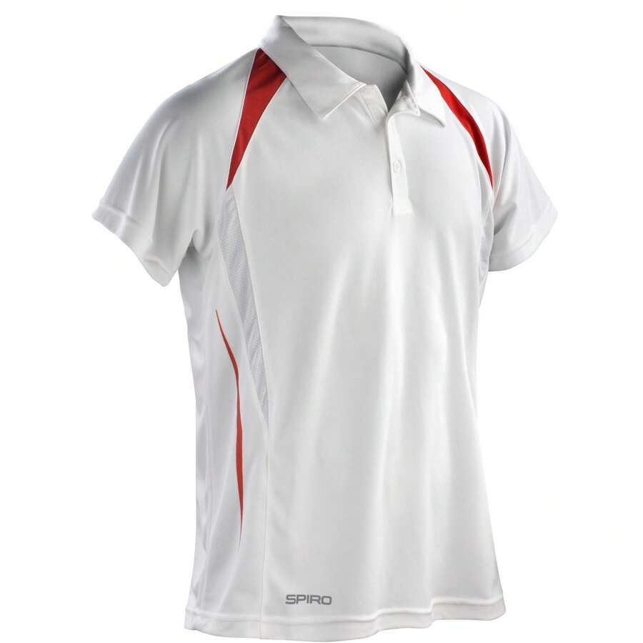 Spiro Mens Team Spirit Polo Shirt - White/Red - View 1