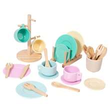 27pcs Wooden Children's Play Kitchen Utensils Set, Includes Plates, Bowls, Storage Rack And Realistic Food, 3-5 Years Old Kids Simulated Cooking Toy, Educational Gift - Multicolor - View 11