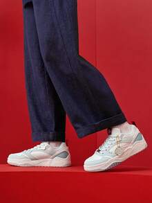 XTEP Light Year Retro Dad Sneakers Women's Thick-Sole Casual Sports Shoes - Smoky Blue Gray/White - View 4