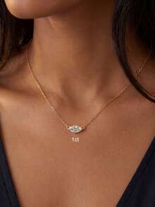 1件 925純銀 0.5CT/1CT/2CT 垂直梨形項鍊，女款，適合日常配戴與派對飾品，精緻珠寶禮物 - 橫向馬眼 - 查看 6