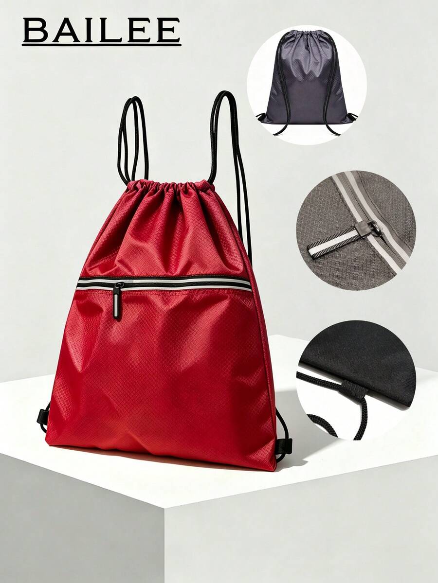 BAILEE Casual And Stylish Shoulder Bag With Reflective Strips, Drawstring Closure, Perfect For Travel, Fitness, And Sports Activities. Ideal As A Gift. - Multicolor - View 1