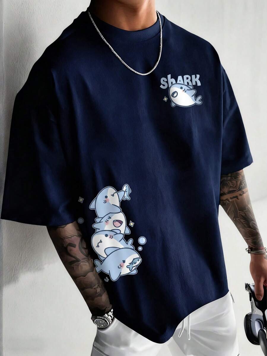 Simple Studio | Summer New Men's Casual Shark Short Sleeve T-Shirt | Suitable For Summer Wear | Comfortable And Breathable | Leading The Fashion