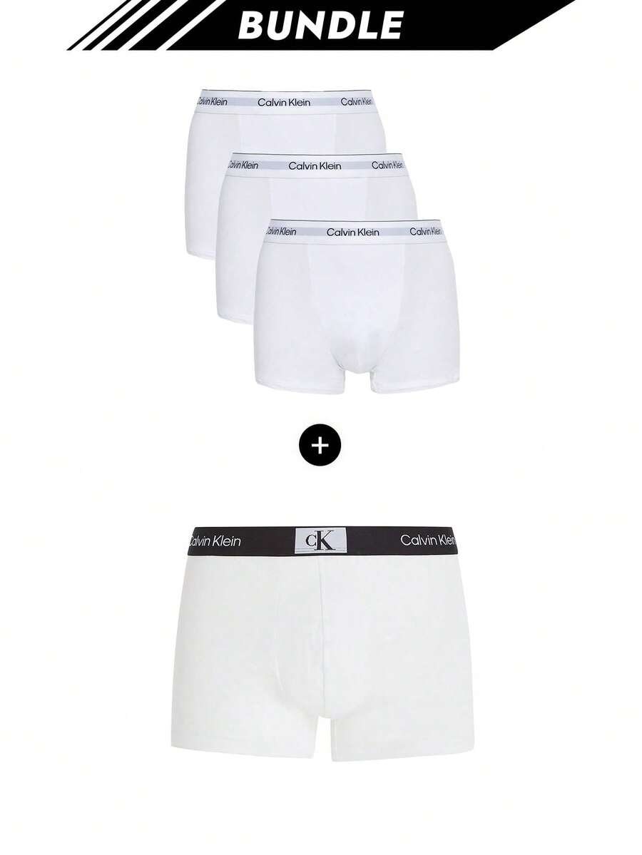 Calvin Klein [Bundle] Modern 3 Packs Men's Boxers + Micro Stretch Men's Boxer Short - White+White - View 1