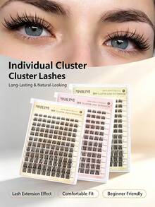 MKHLINA DIY Cluster Eyelash Extensions C/CC/D Curl Segmented Single Fake Lashes, Fluffy Soft Faux Mink, Mixed 8-18mm, Home Application Women's False Eyelashes (F18) - C/D 混合 - 查看 3