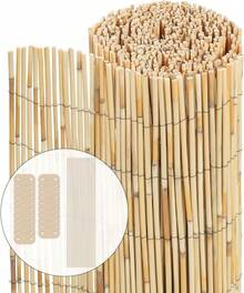 VOUNOT Natural Peeled Reed Fence 100x300cm Privacy Screen Roll With Fixing Clips Garden Panel Fence For Outdoor Garden Patio Balcony Wind/Sun Protection - 140x600cm - View 9
