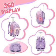 3pcs Tas Ransel Anak Perempuan dengan Tas Selempang, Tas Sekolah Beroda Motif Lucu, Tas Ransel Troli Ringan, Gaya Anak Perempuan untuk Kembali ke Sekolah - Tas koper anak-anak - View 8