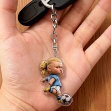 1pc 2D Acrylic Creative Cute Football Peripheral Car Keychain Pendant/Backpack Charm/Event Gift - Soccer Accessories - View 2
