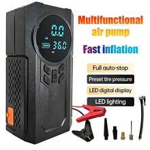 2026 Upgraded Multifunctional Portable Mini Air Compressor With Jump Starter, 150PSI Tire Inflator, Digital Display, Tire Pressure Monitoring, 3-Mode LED Flashlight And Battery Charger, 8000A Peak Current, Vehicle Maintenance Tool! - Black (machine + 5 Nozzles) - View 13