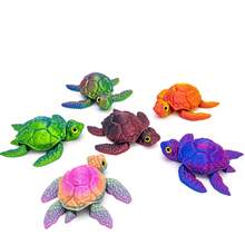 Estatua de tortuga articulada impresa en 3D multicolor, extremidades totalmente móviles, decoración coleccionable de escritorio de criatura marina, puede cambiar a múltiples poses de natación, regalo exclusivo para amantes del océano, color de ojos aleatorio - Multicolor - Ver 2