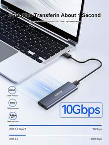 EAGET M.2 NVMe SSD 外接盒 USB3.2 Gen2 10Gbps 免工具安裝 鋁合金外殼 支援 2230 2242 2260 2280 NVMe M Key M&B Key SSD 最高 8TB 附 C to C 傳輸線 適用筆電 PC - 深藍色 - 查看 4