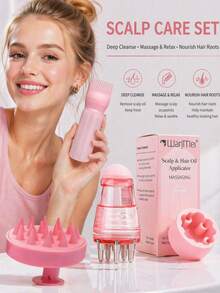 CTZIHGAO 1/2/3Pcs Applicator Comb And Spray Shampoo Bottle, Convenient And Quick Application, Precise Scalp Massage, Specially Designed For Hair Essence, Professional Hair Care Set, Includes Root Comb, Oil Applicator, Dye Shampoo Bottle And Soft Scalp Massage Comb, Essential Home Root Comb Applicator And Brush, Ideal Choice For Back To School Season - Pink - View 2