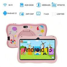 yesido 4GB RAM + 64GB ROM / 7-Inch Tablet / Quad-Core 1.3GHz / Android 13 MTK8321 / 1280x800 HD IPS Display / 2MP+5MP Camera / 4000mAh Battery / WiFi, Parental Control, Education, Games / ABS Plastic + Silicone, Educational Tablet - Pink - View 8