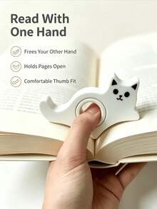 Thumb Cat Page Turner, Cute Cat Book Page Holder Thumb Bookmark, One-Handed Reading Aid Book Press, Portable Reading Accessory, Suitable For Book Lovers; Gift For Bookworms And Cat Lovers, 3D Printed Reading Book Stand - A - View 5