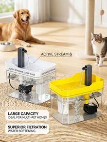 PETSIN 1个猫咪饮水器，自动过滤，透明，USB供电，循环过滤，带静音水泵，1.5升/50.73盎司，适用于猫咪和小型犬（插电使用） - 彩色 - 查看 3